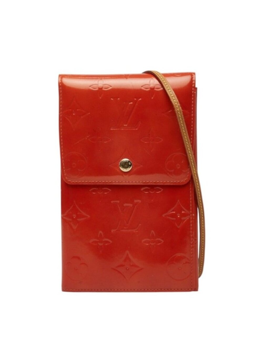 Louis Vuitton Monogram Vernis Walker Pochette Shoulder Bag Orange Leather